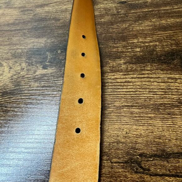 A. Testoni Soft Leather Belt Men Stripe Classic Gold Buckle Designer Italy Brown - Picture 5 of 11